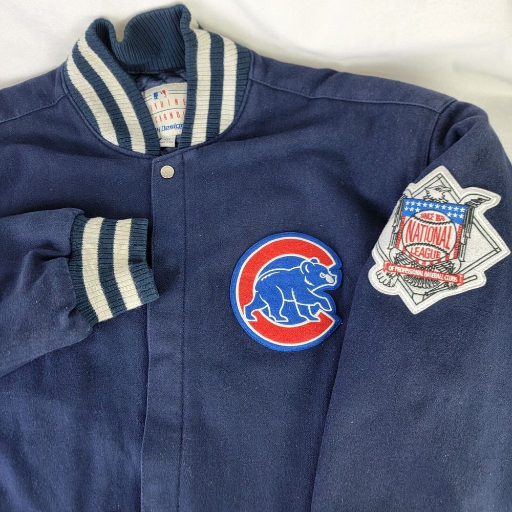 Vintage Chicago Cubs JH Design Wool‎ Jacket Royal Blue Embroidered Logos *READ*